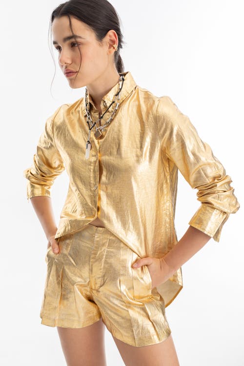 Lanhtropy San Marino Metallic Linen Top In Gold
