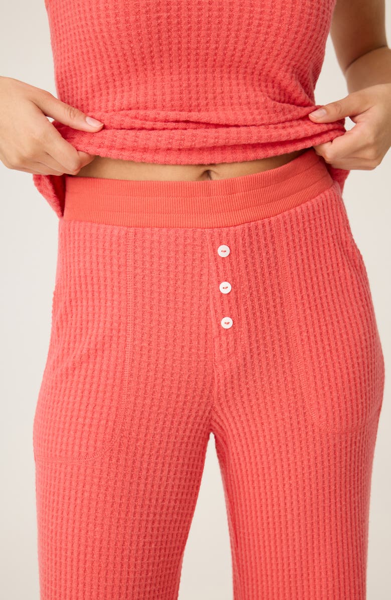 PJ Salvage Morning Waffle Knit Pajama Pants, Alternate, color, Scarlet