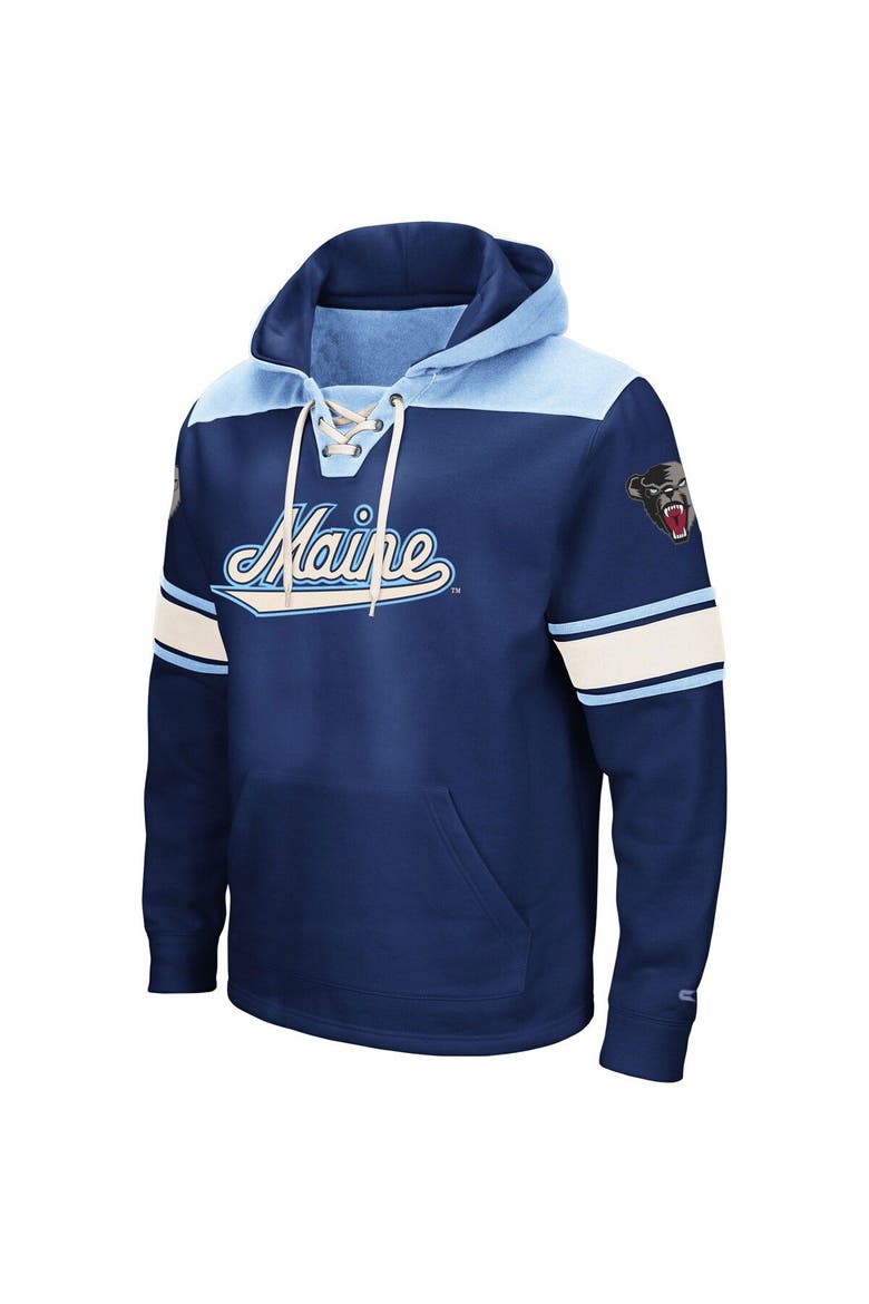 Men's Colosseum Navy Maine Black Bears 2.0 Lace-Up Pullover Hoodie, Alternate, color, Navy