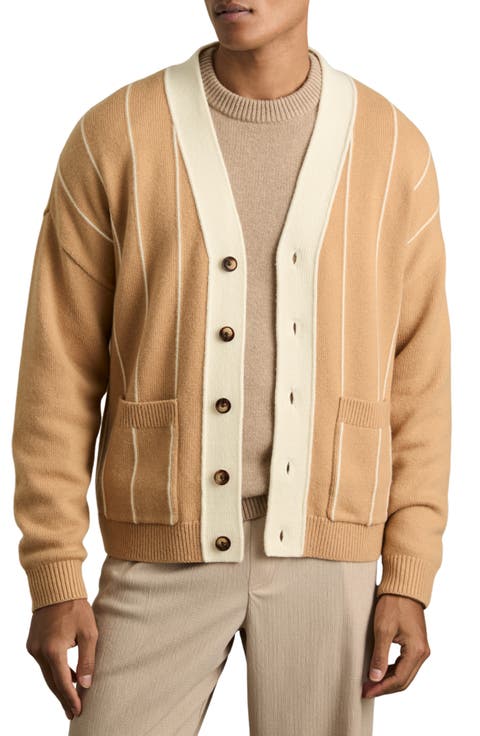 Rovers Oversize Stripe Wool Blend Cardigan