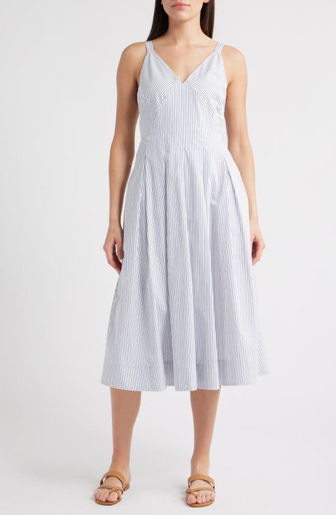 Abby Stripe Cotton Poplin Fit & Flare Dress