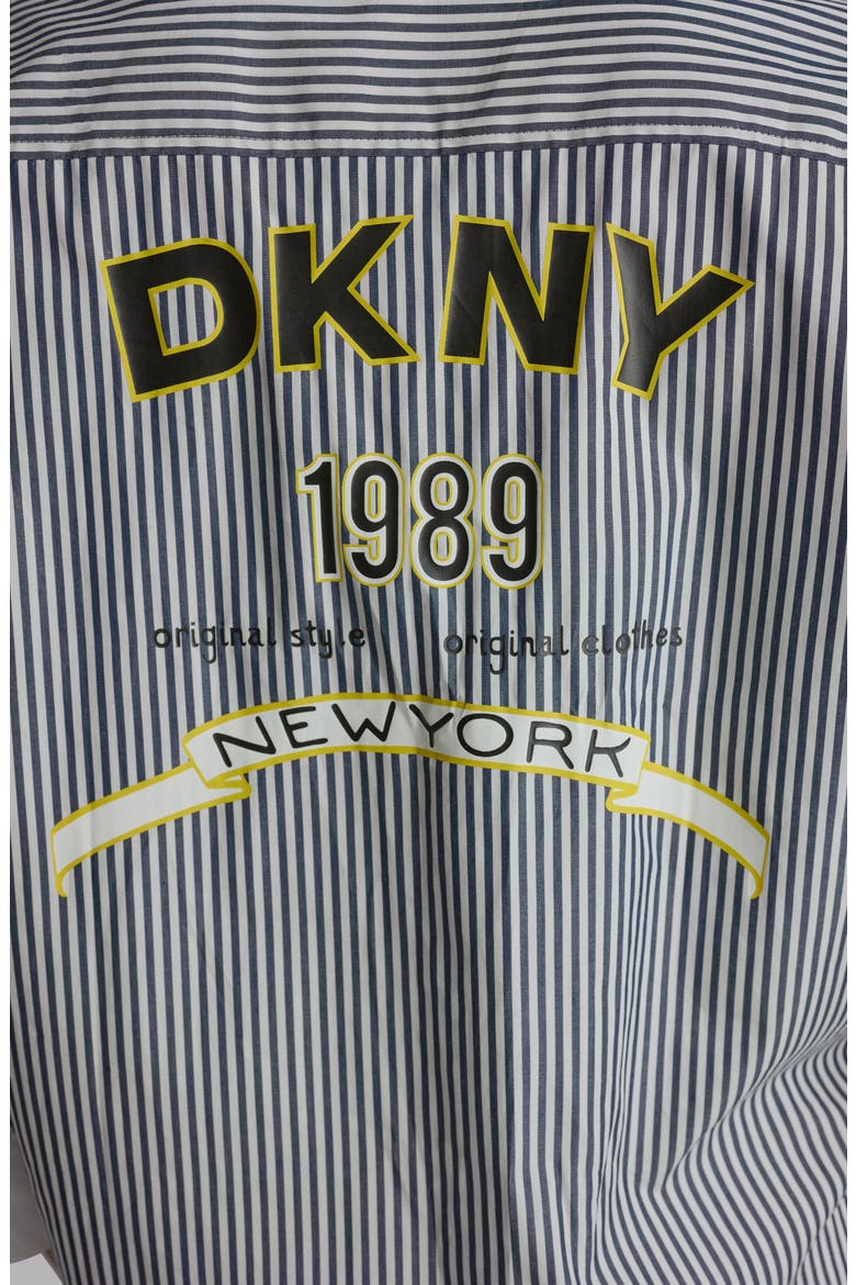 Stripe Logo Button-Up Shirt, Alternate, color, NAVY/WHITE