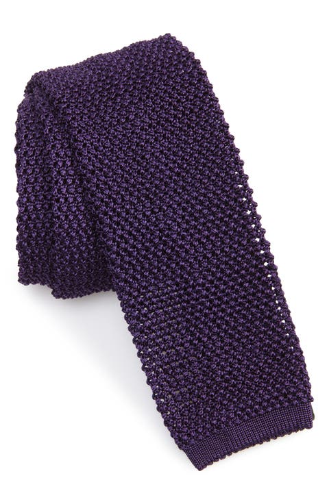 Purple Silk Knit Bow Tie