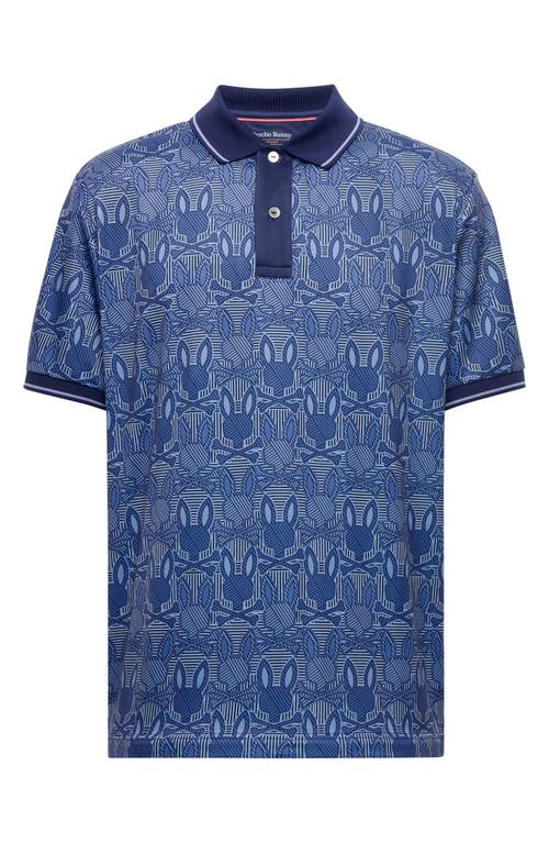 Psycho Bunny Reeves Bunny Print Sport Polo In Blue