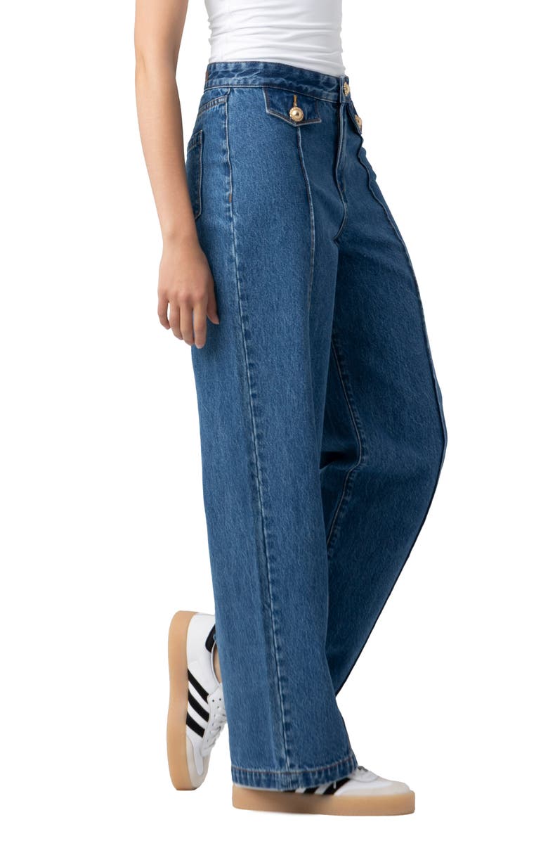 BLANKNYC The Franklin Pintuck High Waist Wide Leg Jeans, Alternate, color, Hands Down