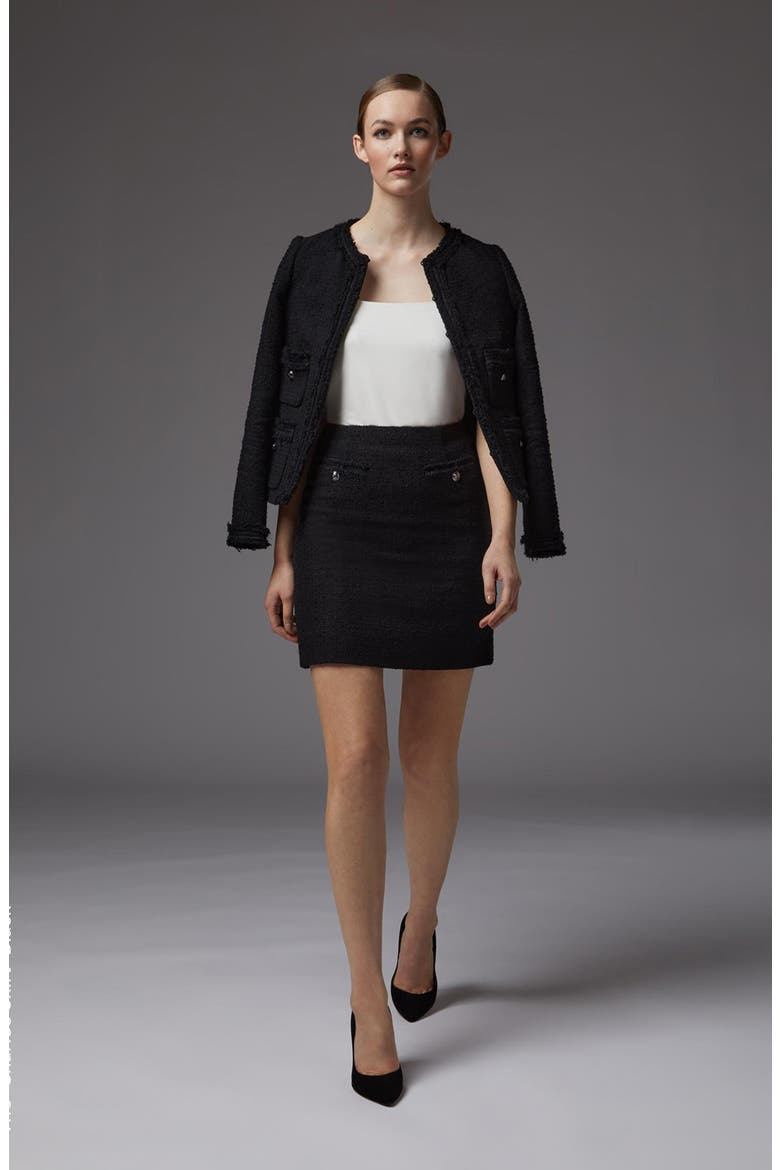 Charlee Tweed Miniskirt, Alternate, color, BLACK