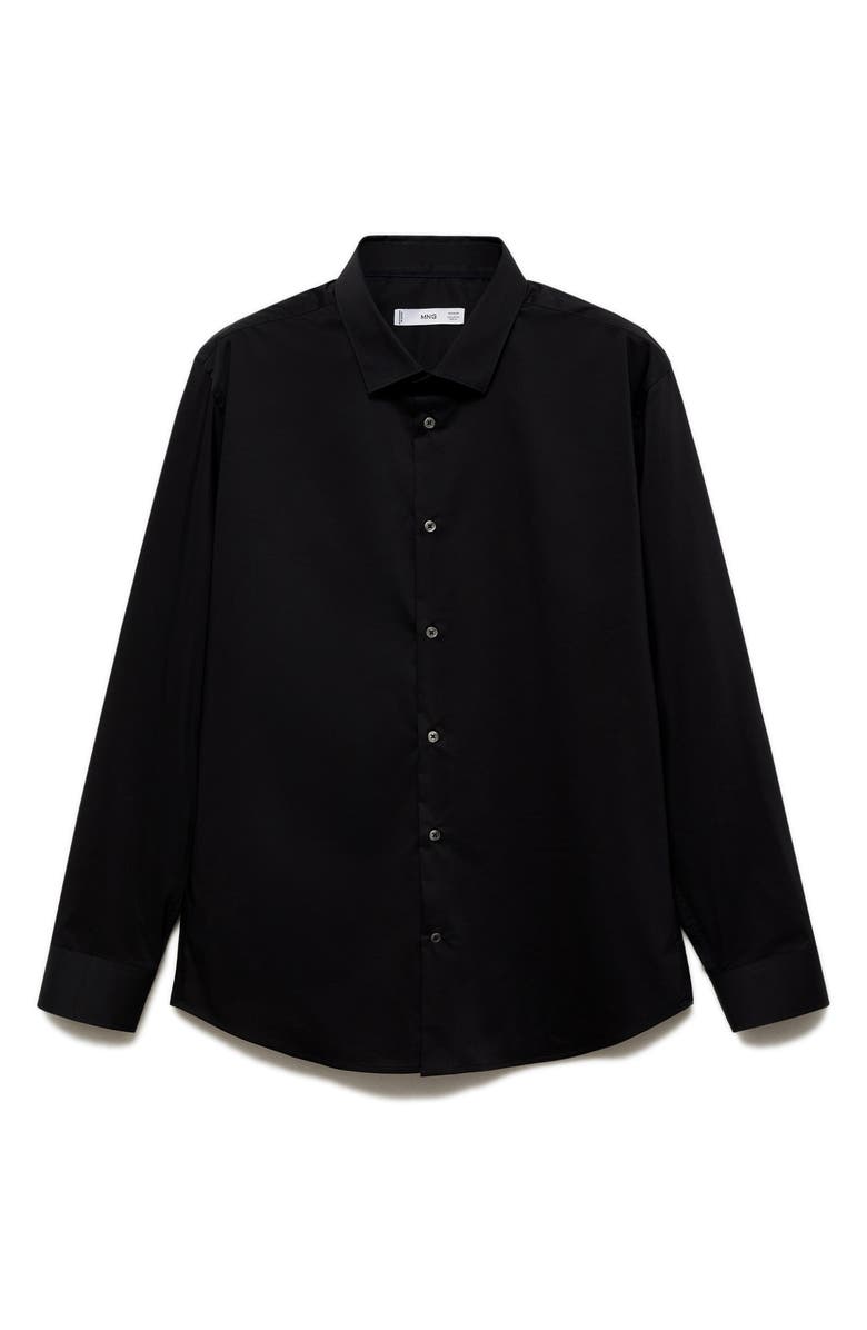 MANGO Stretch Button-Up Shirt, Alternate, color, Black