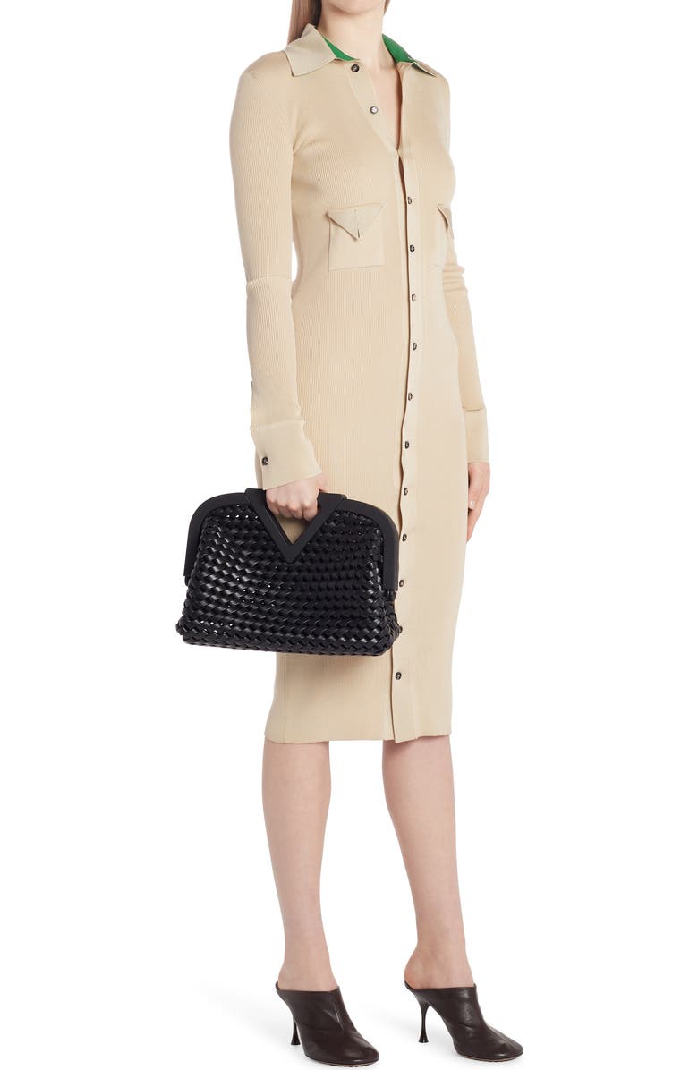 Bottega Veneta Point Slanted Intreccio Top Handle Bag, Alternate, color,