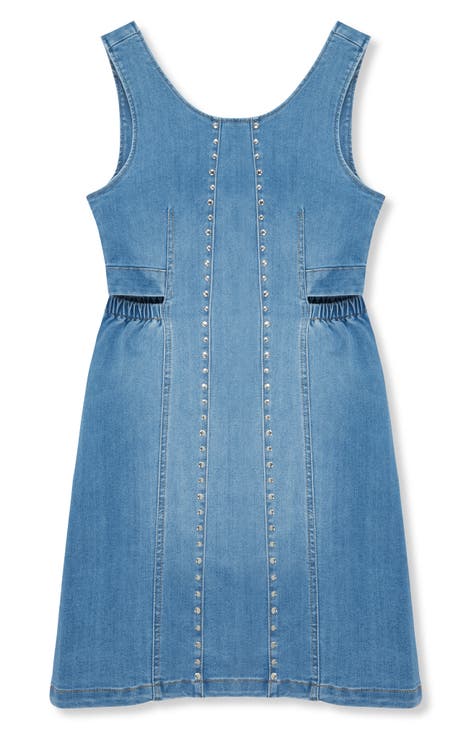 Rhinestone Cutout Denim Dress (Big Kid)