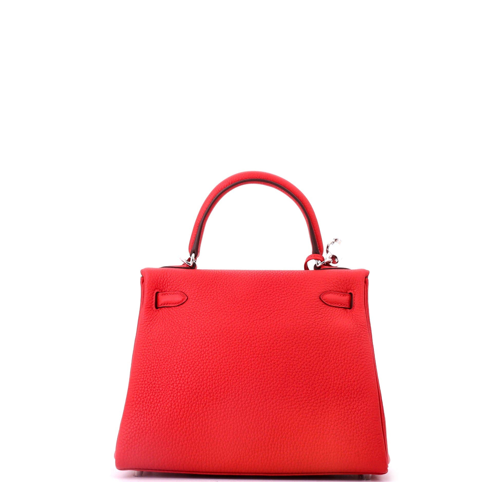 Pre-Owned Hermes Kelly Handbag Red Togo with Palladium Hardware 25, Alternate, color, Rouge De Coeur