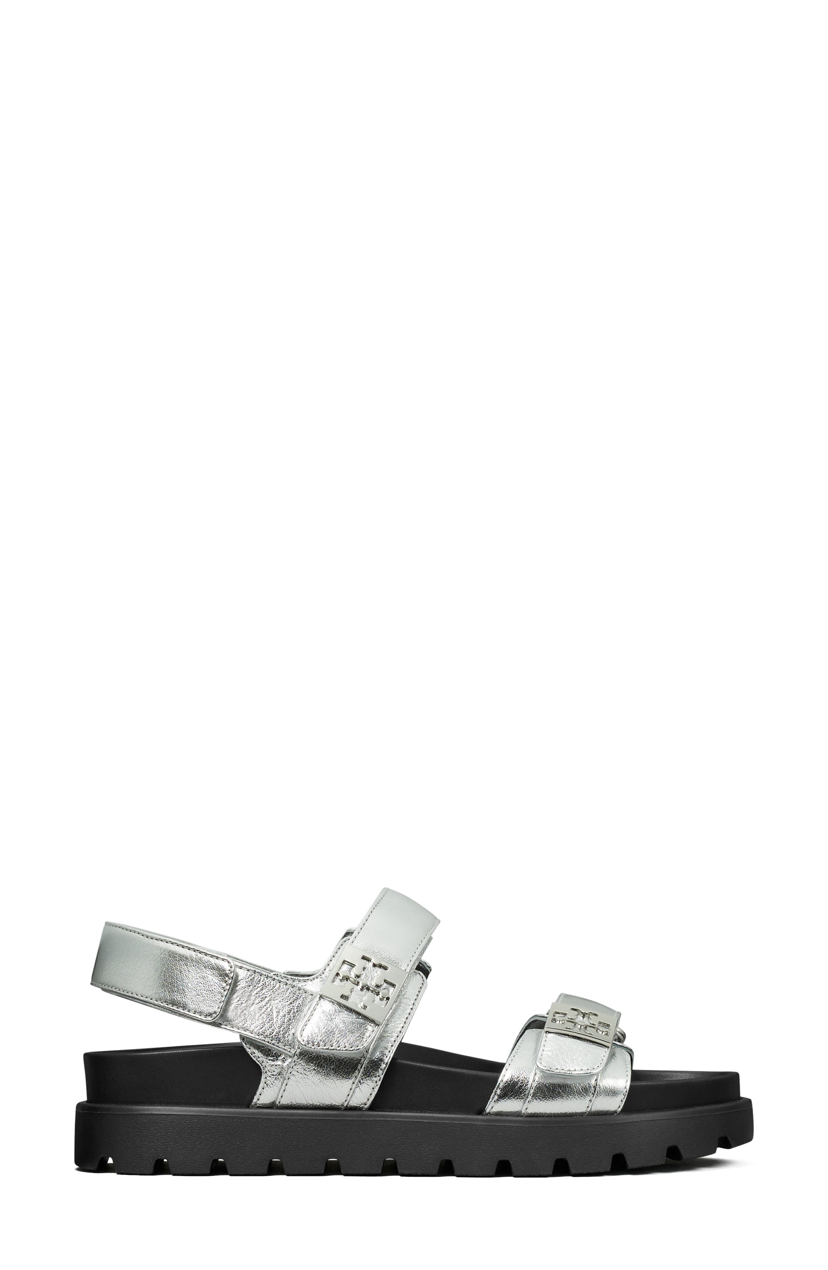 Tory Burch Mellow Sport Sandal, Alternate, color, Silver / Perfect Black