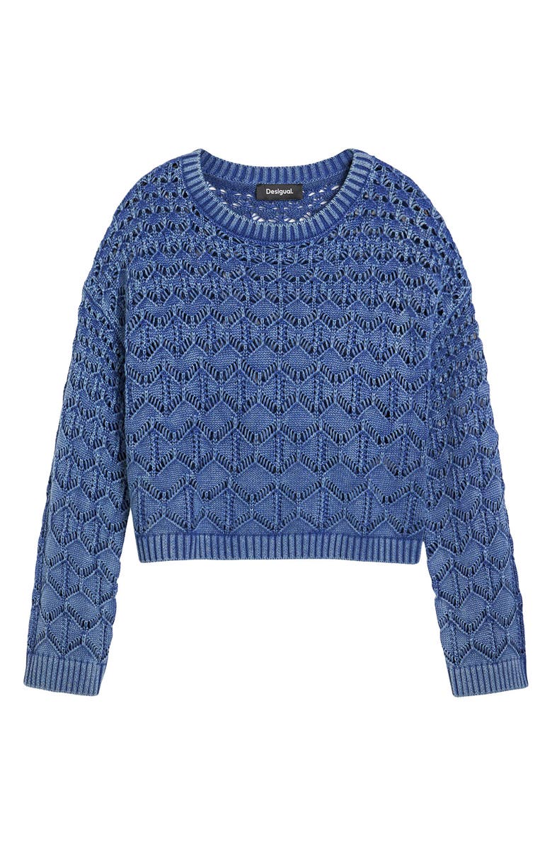 Desigual Cropped Open Knit Sweater, Alternate, color, 