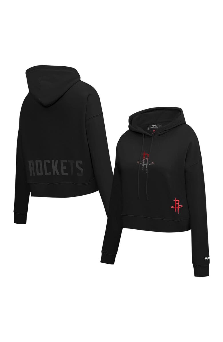 PRO STANDARD Women's Pro Standard Black Houston Rockets Jewels Cropped Pullover Hoodie, Alternate, color, Black