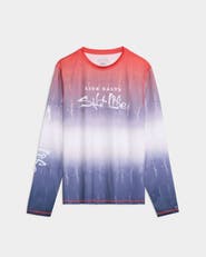 Salt Life Red White and Waves Fade Perforated Tee