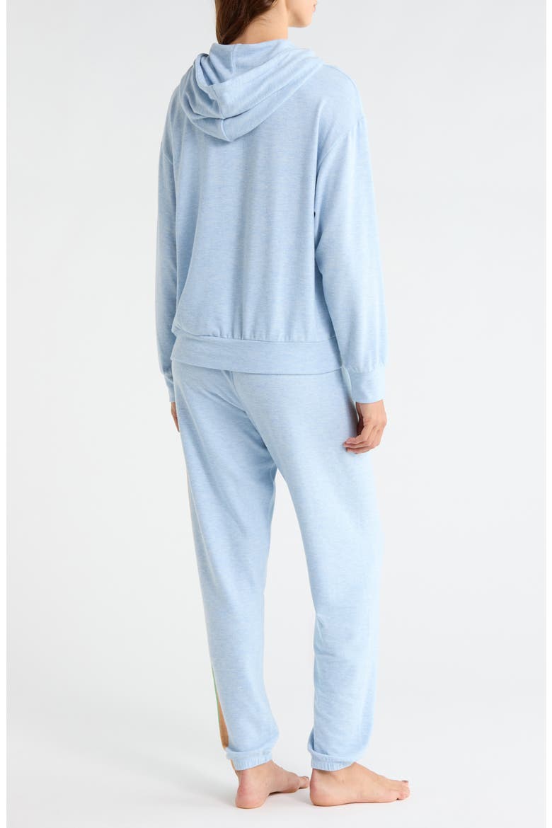 Radiant Stripe Peached Jersey Hoodie Pajamas, Alternate, color, HEATHER SKY