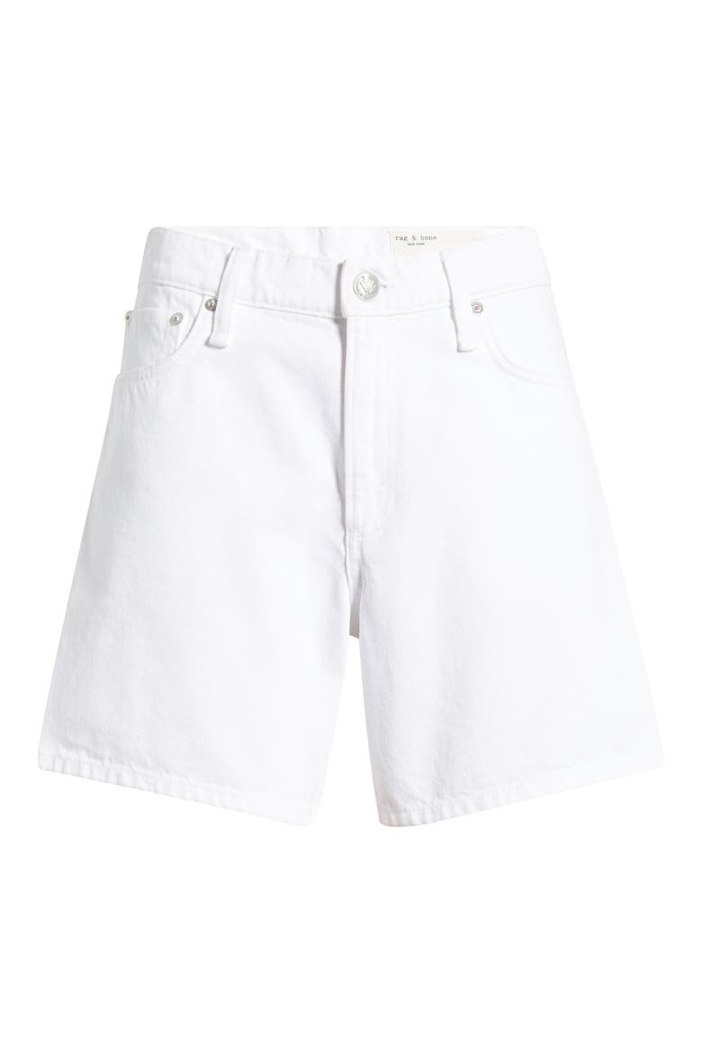 Kaia High Waist Relaxed Fit Denim Shorts, Alternate, color, WHITE