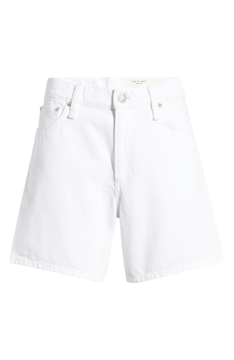 rag & bone Kaia High Waist Relaxed Fit Denim Shorts, Alternate, color, White
