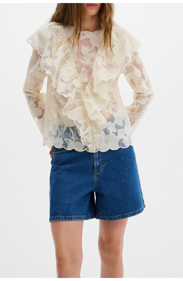 Malina Sansa Ruffled Lace Blouse, Alternate, color, Vanilla