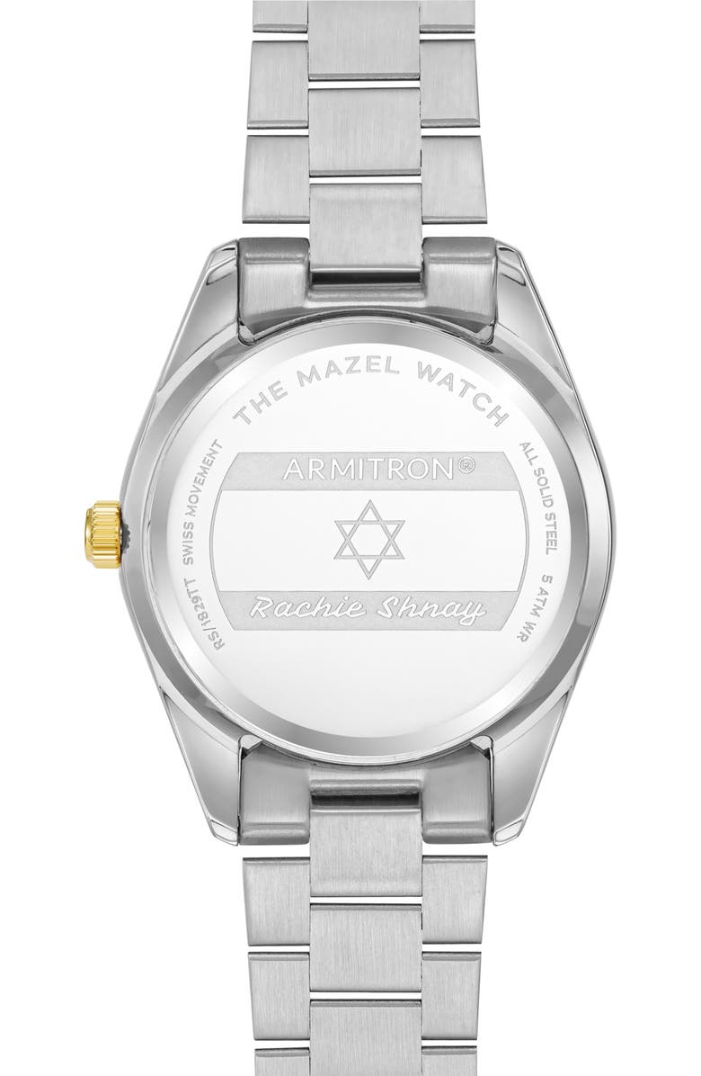 Rachie Shnay The Mazel Rose Quartz Two-Tone Bracelet Watch, 36mm, Alternate, color, Rose Quartz