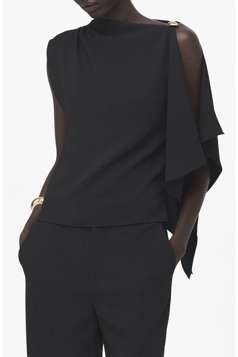 Asymmetric Ruffle Top, Main, color, BLACK