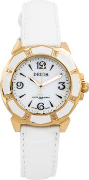 AQUASWISS Lily L Leather Strap Watch, 33mm x 36mm - 0.25 ctw