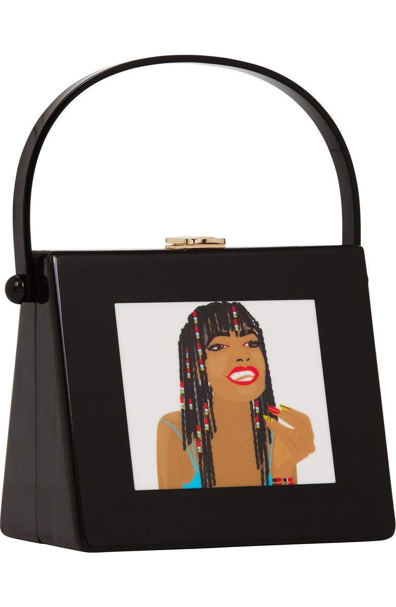 LarAllan Désirée Acrylic Top Handle Bag, Main, color, Black