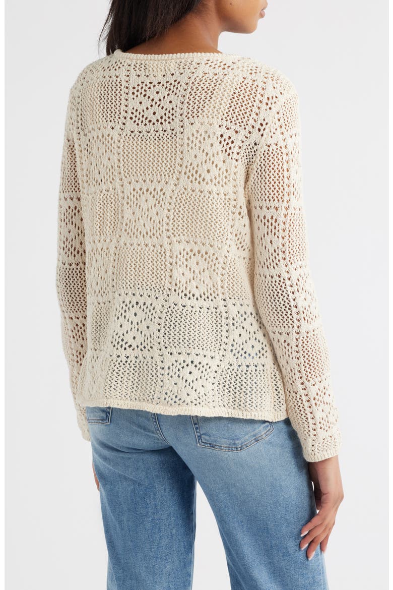 Tiara Crochet Look Sweater, Alternate, color, EGG SHELL