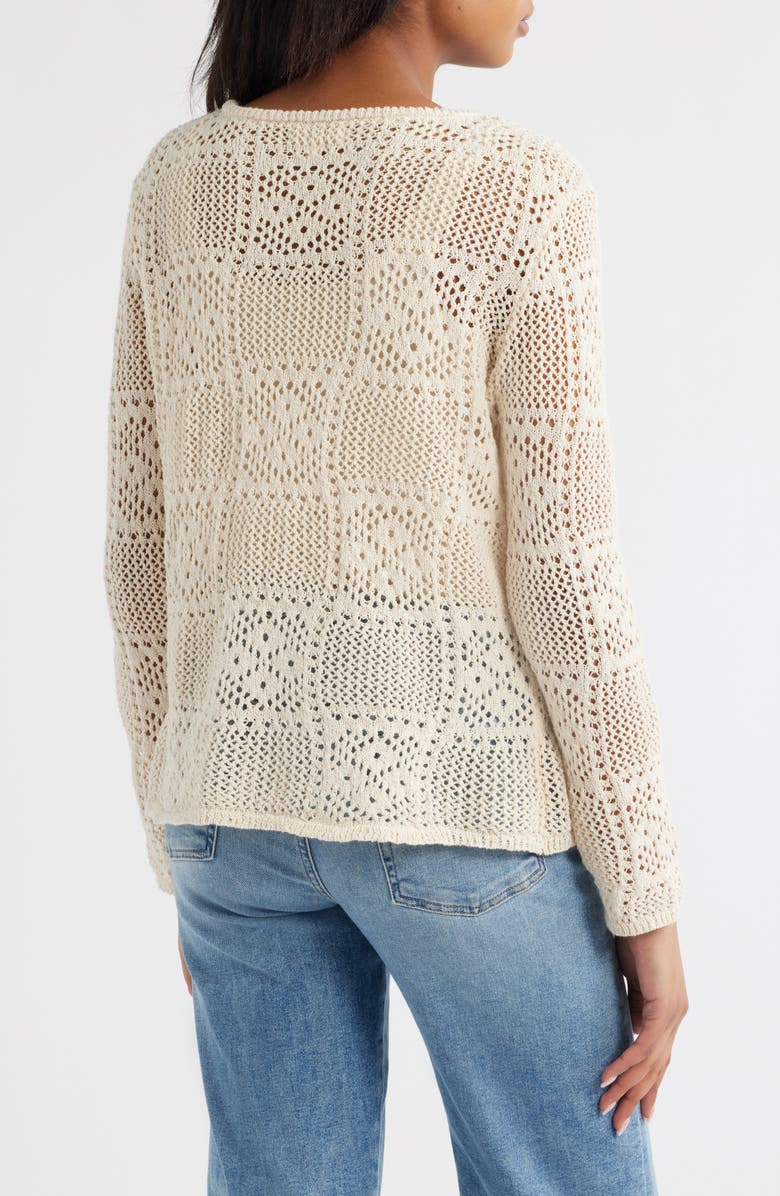 beachlunchlounge Tiara Crochet Look Sweater, Alternate, color, Egg Shell