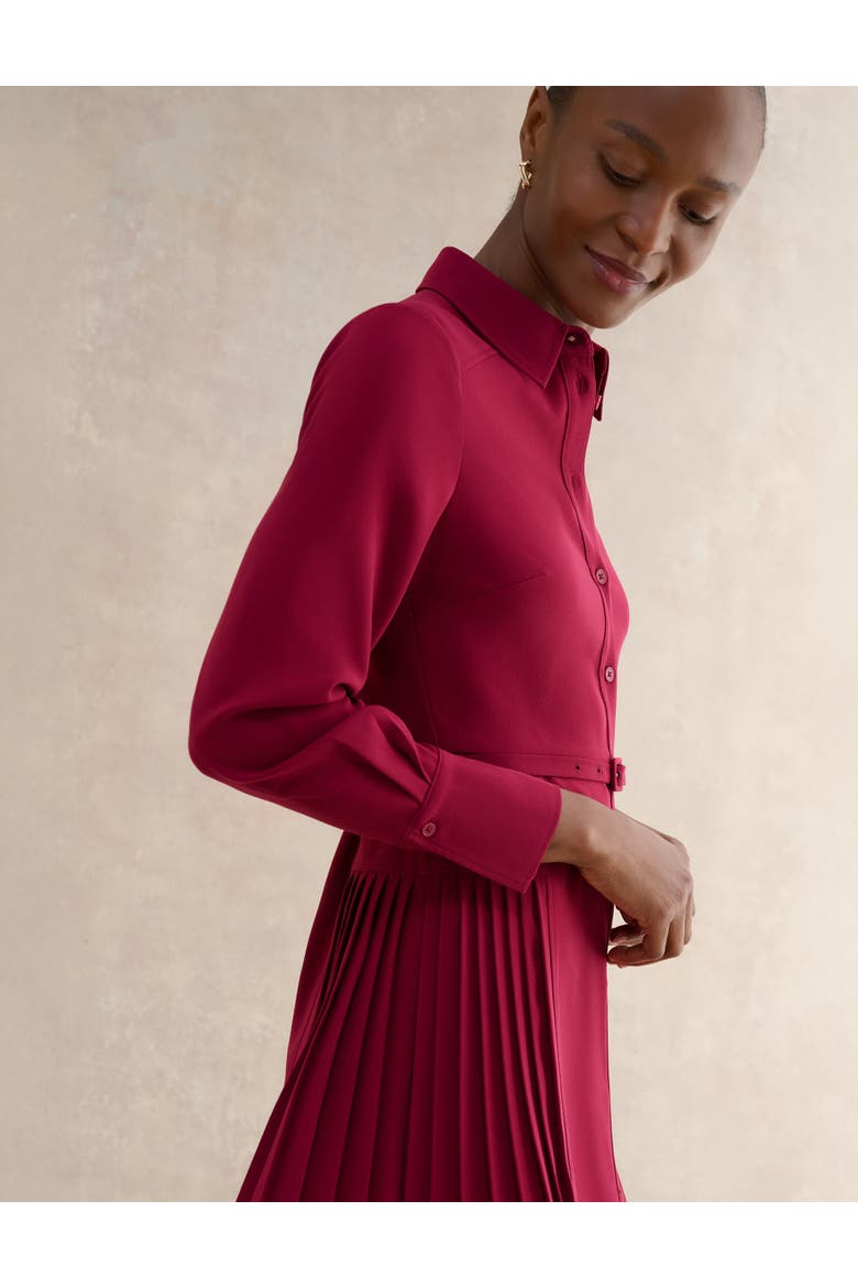 Ginny Belted Pleated Midi Shirt Dress, Alternate, color, Beetroot Pink