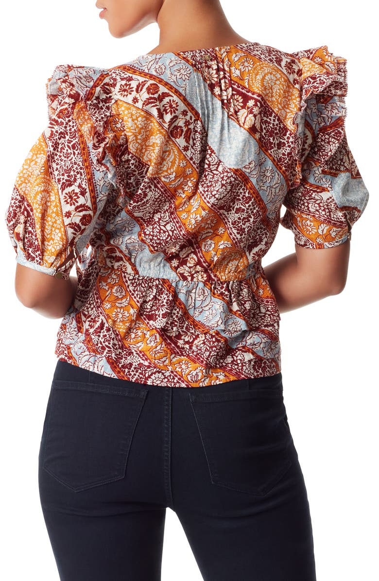 Sam Edelman Rina Print Puff Sleeve Peplum Top, Alternate, color, 