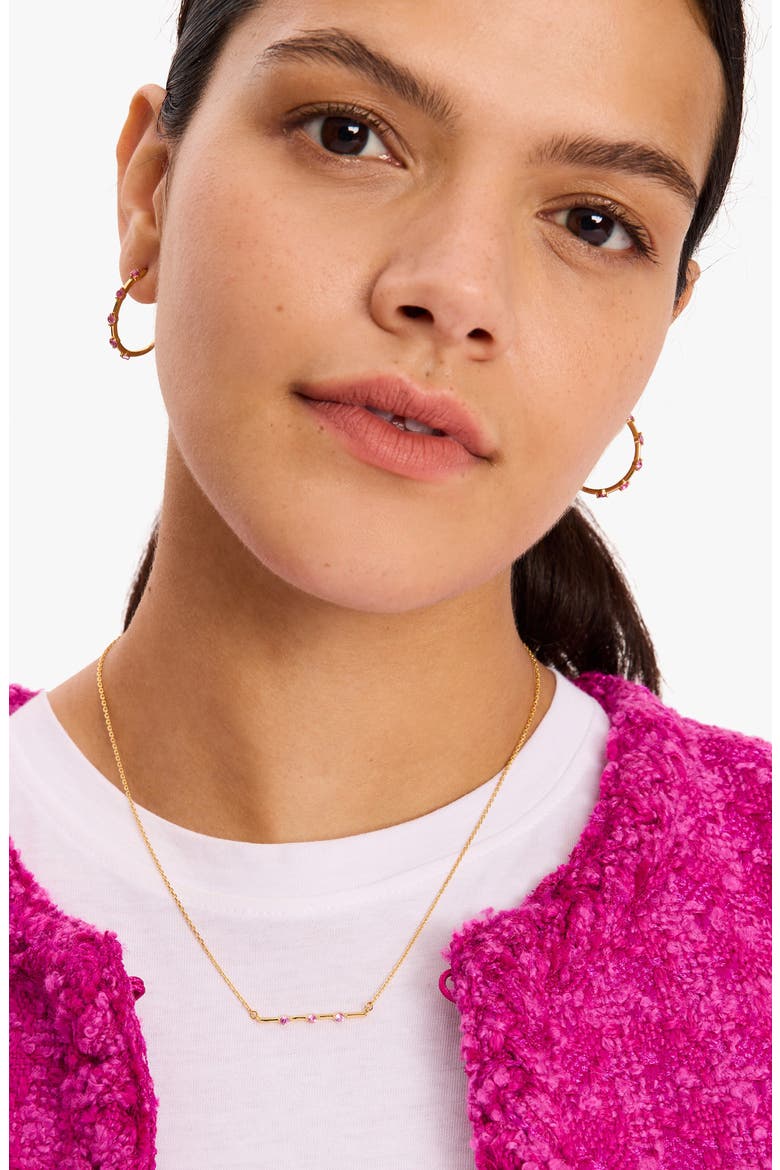 hint of shimmer bar pendant necklace, Alternate, color, ROSE GOLD