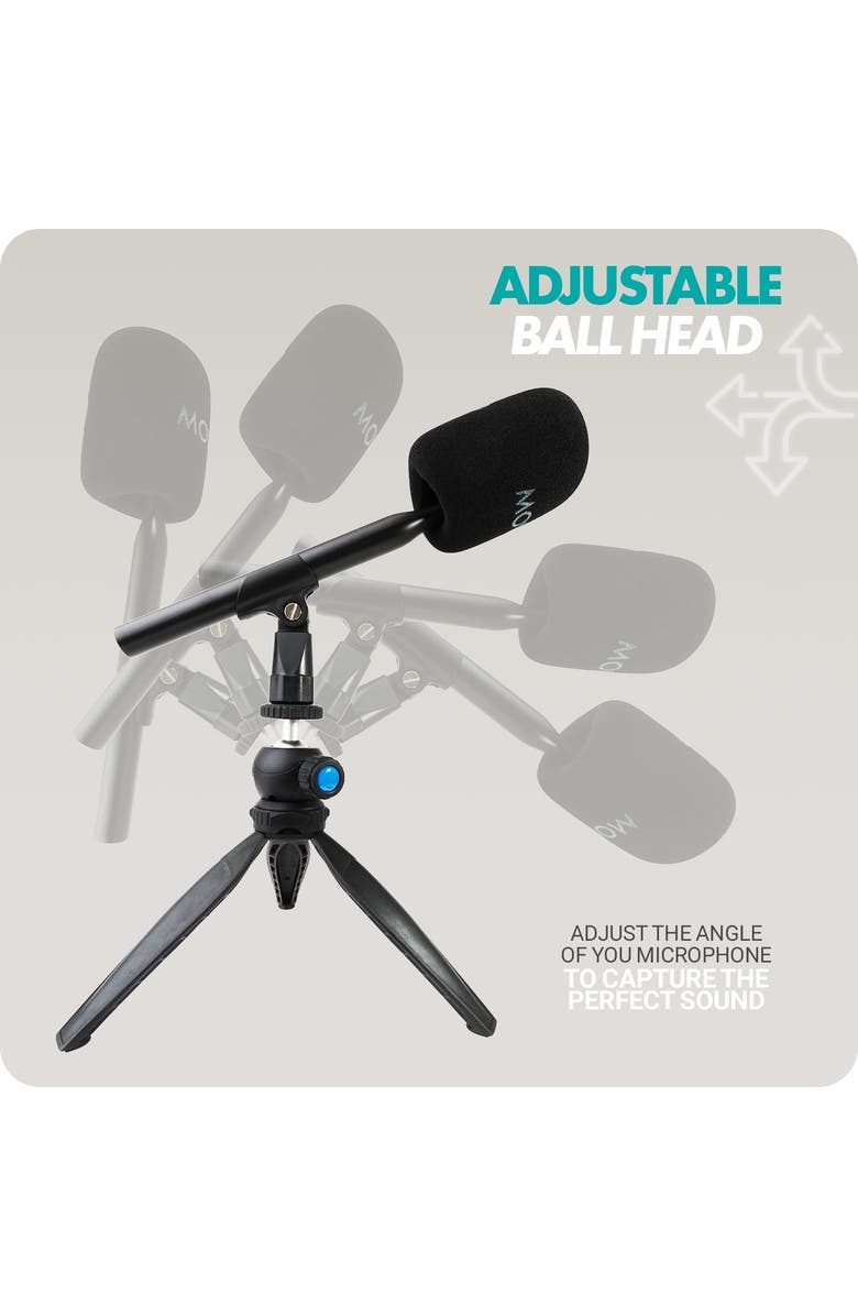 MOVO HMT-2 Tabletop Tripod Microphone Stand for WMX-HM and Rode Interview Go, Alternate, color, Black