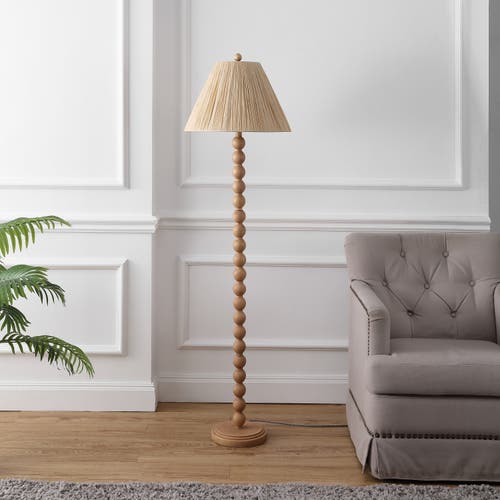 Jonathan Y Wren 61.5" Modern Rustic Bobbin Pleated Paper Shade/resin Led Floor Lamp In Neutral