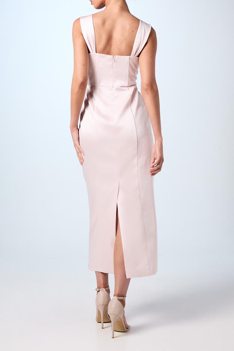 Corset Column Midi Bridesmaids Dress, Alternate, color, Blush