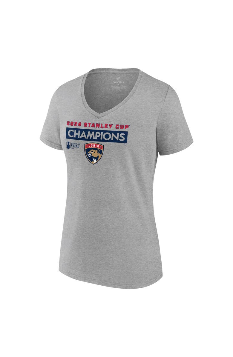 FANATICS Women's Fanatics  Steel Florida Panthers 2024 Stanley Cup Champions Roster V-Neck T-Shirt, Alternate, color, Steel