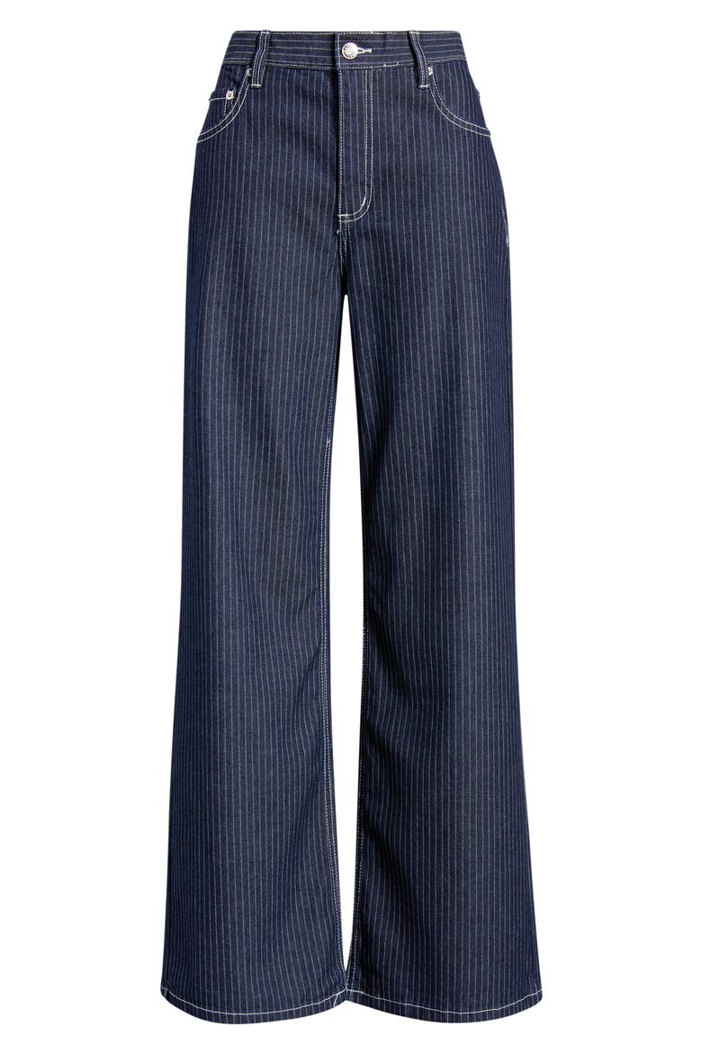 Isola Stripe Straight Leg Jeans, Alternate, color, INDIGO BLUE