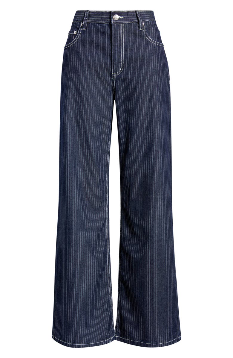 MANGO Isola Stripe Straight Leg Jeans, Main, color, Indigo Blue