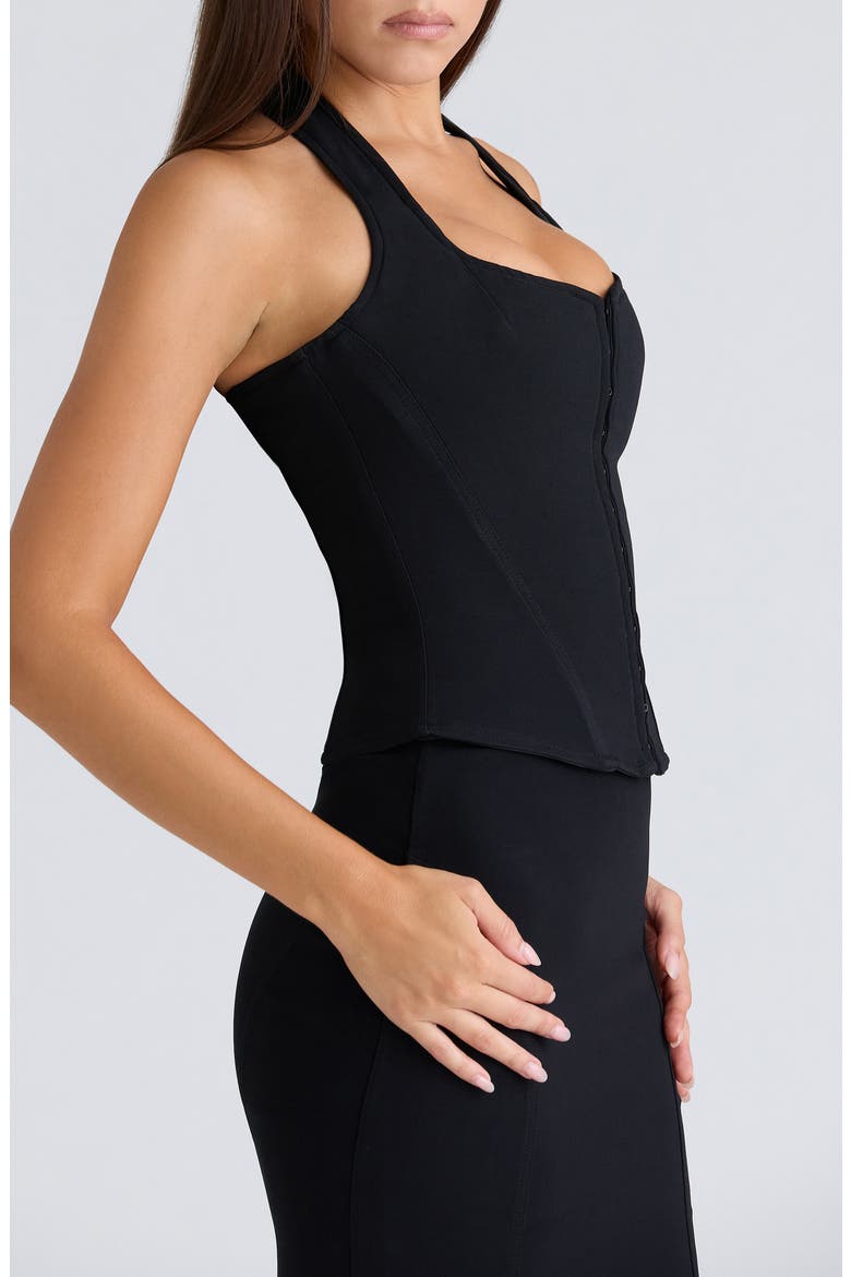 The Halter Corset Top, Alternate, color, BLACK