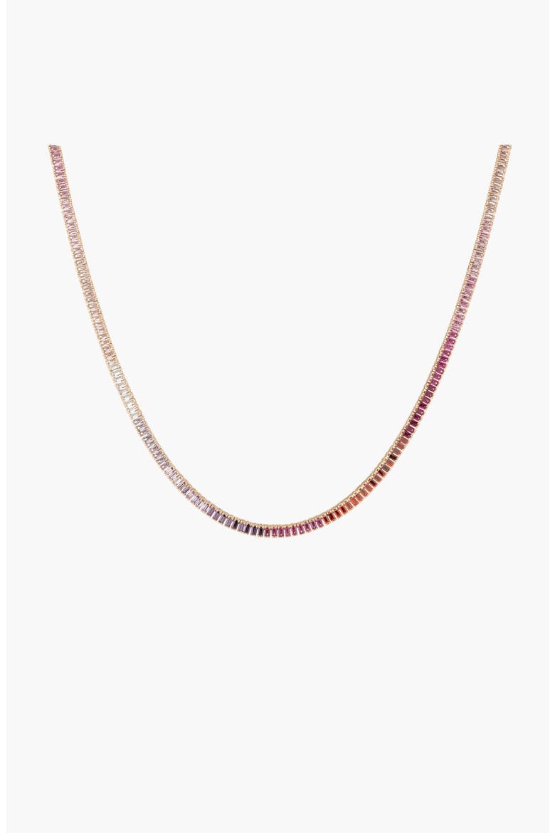 Pink Ombré Baguette Tennis Necklace, Main, color, Yellow