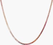 Aurate New York Pink Ombré Baguette Tennis Necklace