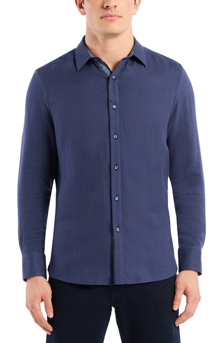 Robert Graham Leonard Stretch Button-Up Shirt, Main, color, Indigo