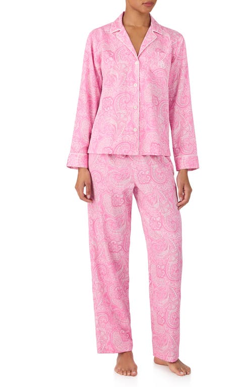 Ralph Lauren Lauren Paisley Cotton Blend Pajamas In Pink
