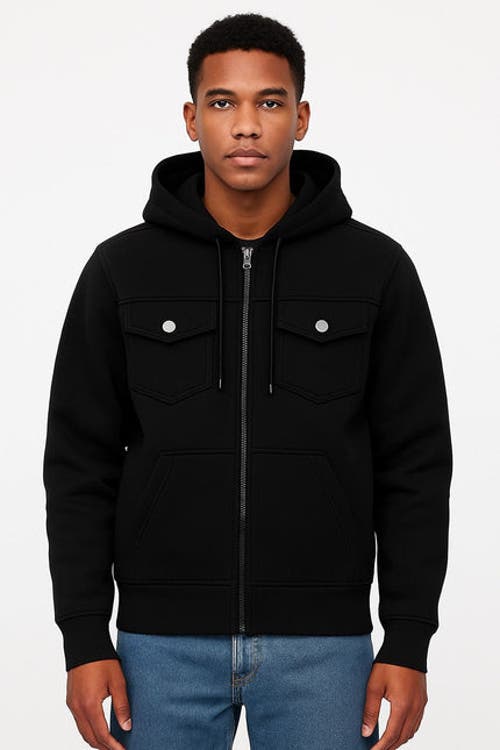 Benben Mens Heavyweight Zip Hoodie Jacket In Black