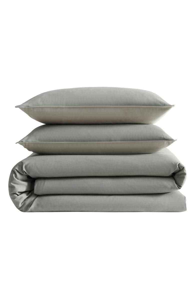 Calvin Klein Contrast Weave Duvet Cover & Shams Set, Main, color, Light / Medium Green