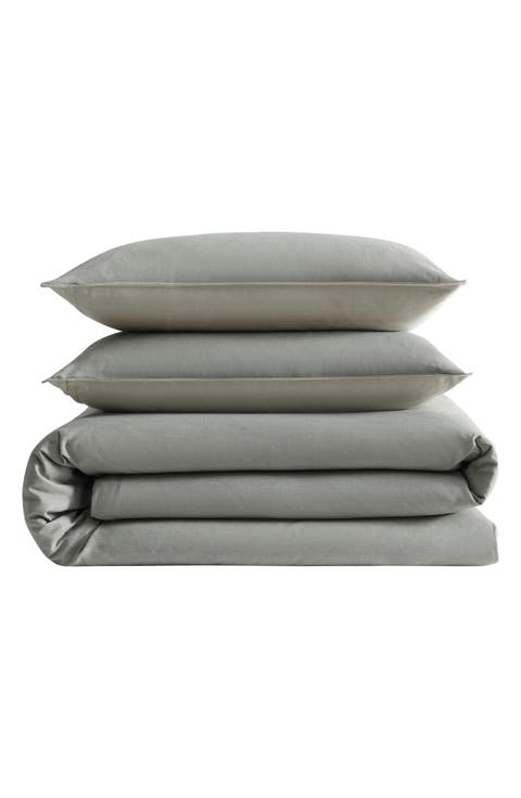 Contrast Weave Duvet Cover & Shams Set