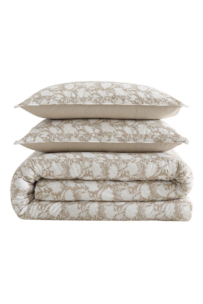Bayport Floral Cotton Comforter Set, Main, color, BEIGE