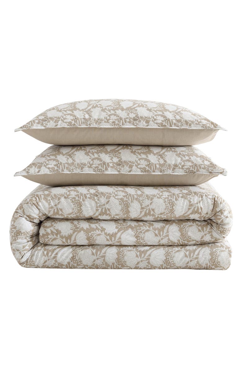 Nautica Bayport Floral Cotton Comforter Set, Main, color, Beige