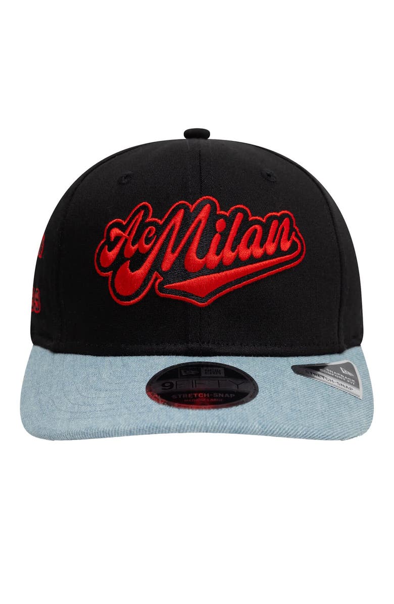 New Era Men's New Era Black/Denim AC Milan 9FIFTY Stretch-Snap Adjustable Hat, Alternate, color, Black