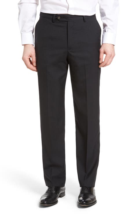 Lightweight Plain Weave Flat Front Classic Fit Trousers