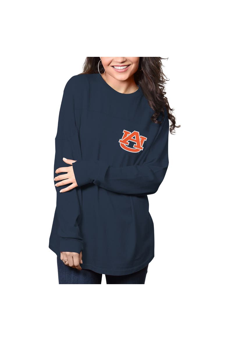 Women's Pressbox Navy Auburn Tigers The Big Shirt Oversized Long Sleeve T-Shirt, Alternate, color, Navy